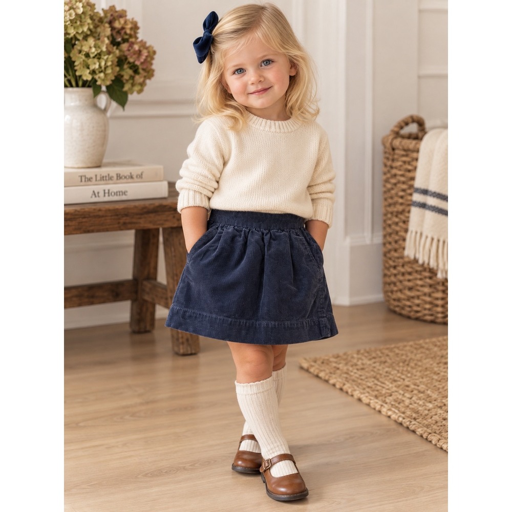 J.Crew Crewcuts Girls Navy Corduroy Skirt 2T Cotton Fall Preppy
